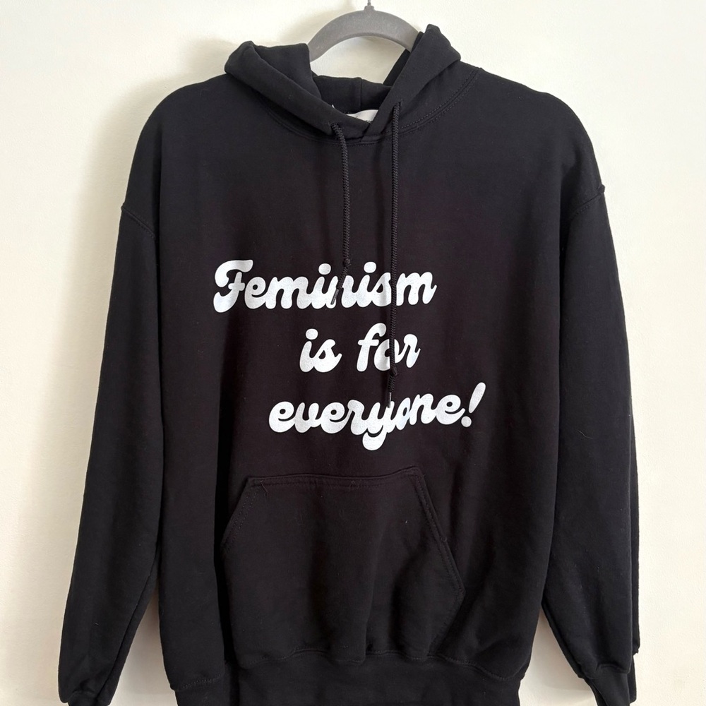 Black Hoodie with Feminism Print